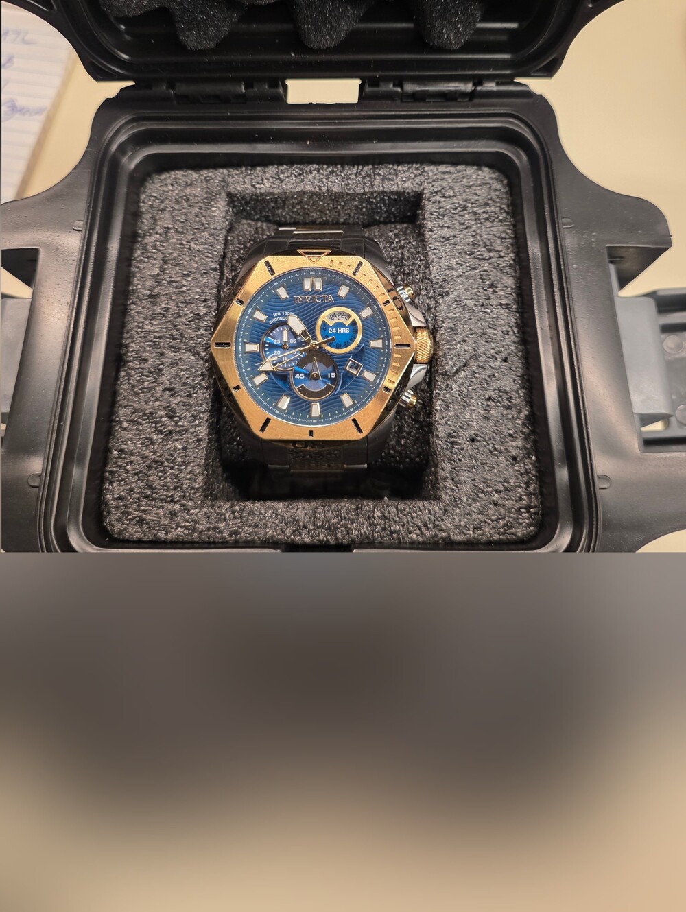 Invicta Men's Blue Dial Gold-Tone Bezel Sport Watch